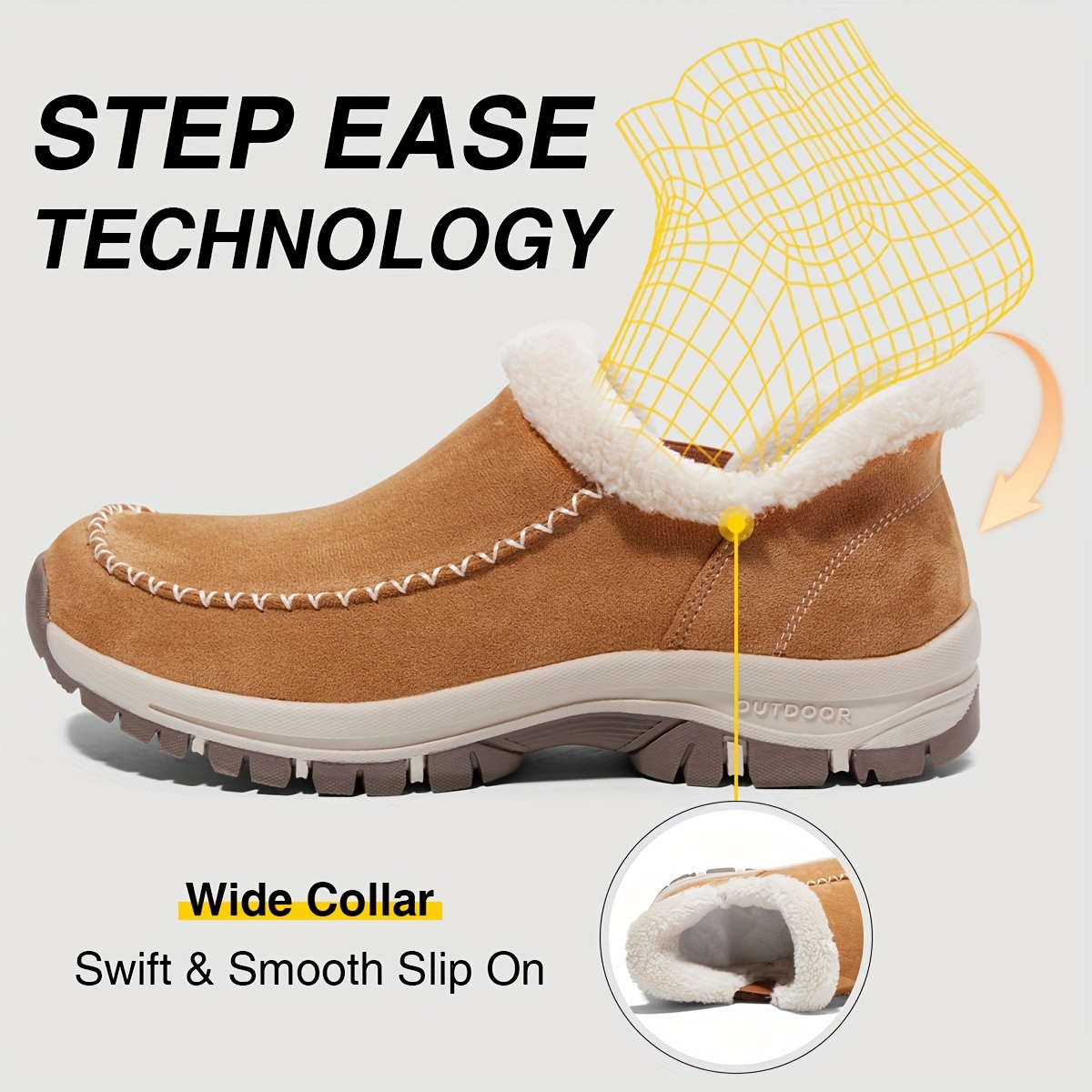 womens wide width winter snow   with plush faux fur warm insulated ankle   slip resistant tpr sole cushioned eva   insole soft fabric u er arch su ort for     semi formal walking shoes for cold weather 0