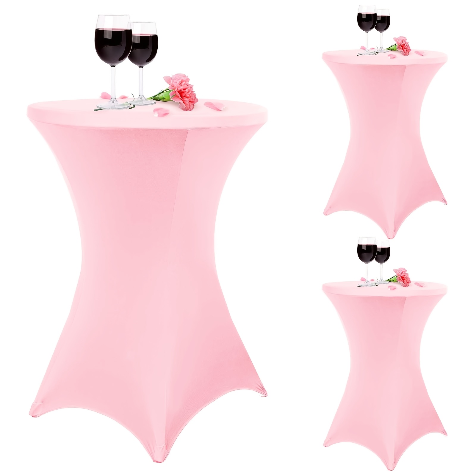 Image of 3 Bar Tablecloths With Diameter 80-85 Cm, Leg Reinforcement, Machine Washable At 40°c; Bar Tabletop Stretch Cover (tabletop Diameter 80 × Height 110 Cm)