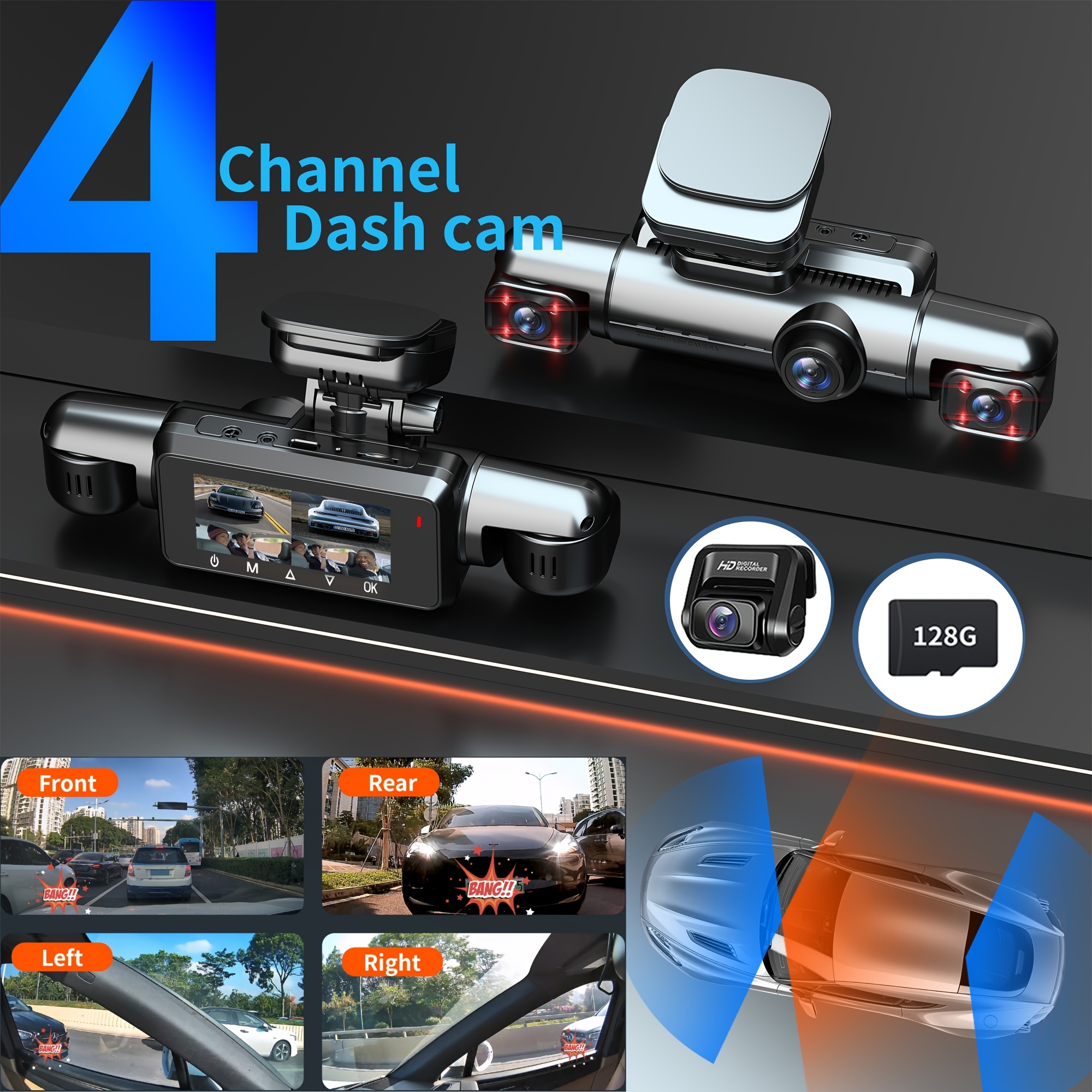 1080p camera dash cam cars front interior rear car camera Temu