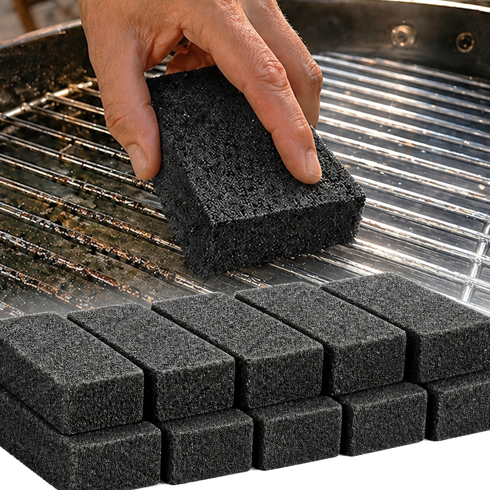 TEMU 10pcs Heavy Duty Grill Cleaning Bricks Suitable For Bbq Grates & Flat Top Stoves, Bristle-free Pumice Stone Scrubber With , Suitable For Grease,