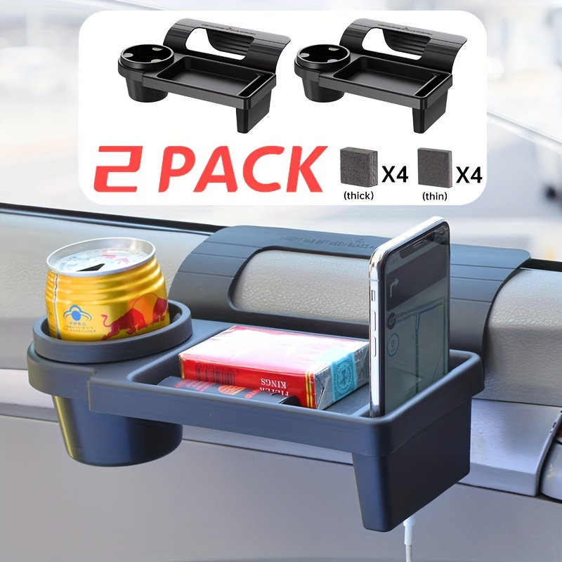 

2pcs 3-in-1 Car Window Organizer With Cup Holder & Phone Mount - Pp Material, Essential Auto Interior Accessory