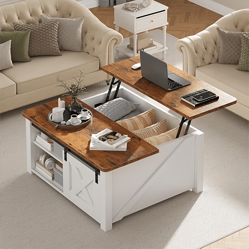TEMU Coffee Table, Lift Table With Storage, Room Tables With Adjustable Shelves, Wooden Table With Hidden Storage Compartment