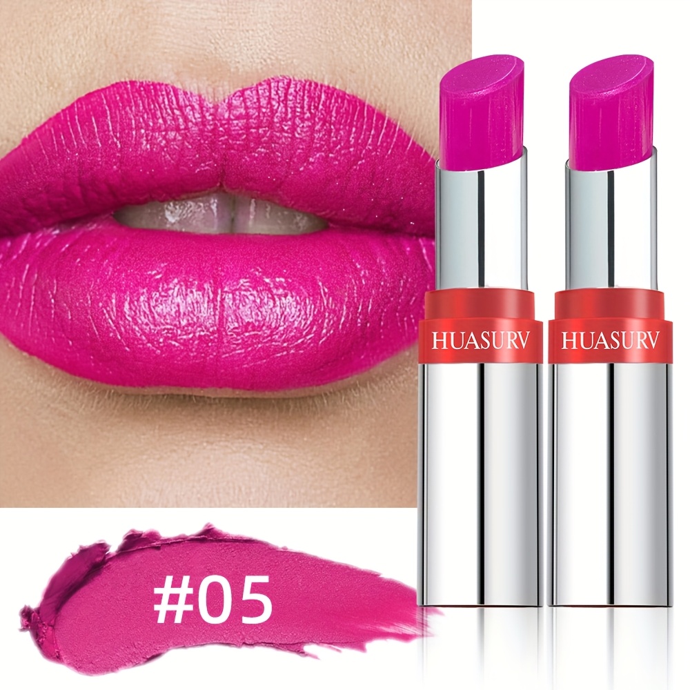 Image of [valentine's Day Gift][holiday Gifts][ Free]huasurv Shimmering Lipstick Moisturizing And Nourishing Fine Shimmer High Matte Hs2303-05