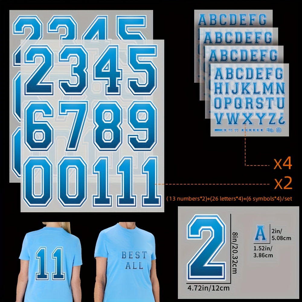 2pcs Extra-large Number Combo + 4pcs Letter Combo, And Fashionable, Basketball Player Number, To Idols, Sports Competition, Large Numbers, Pattern, Heat Transfer Stickers, Suitable For T-shirts, Bags