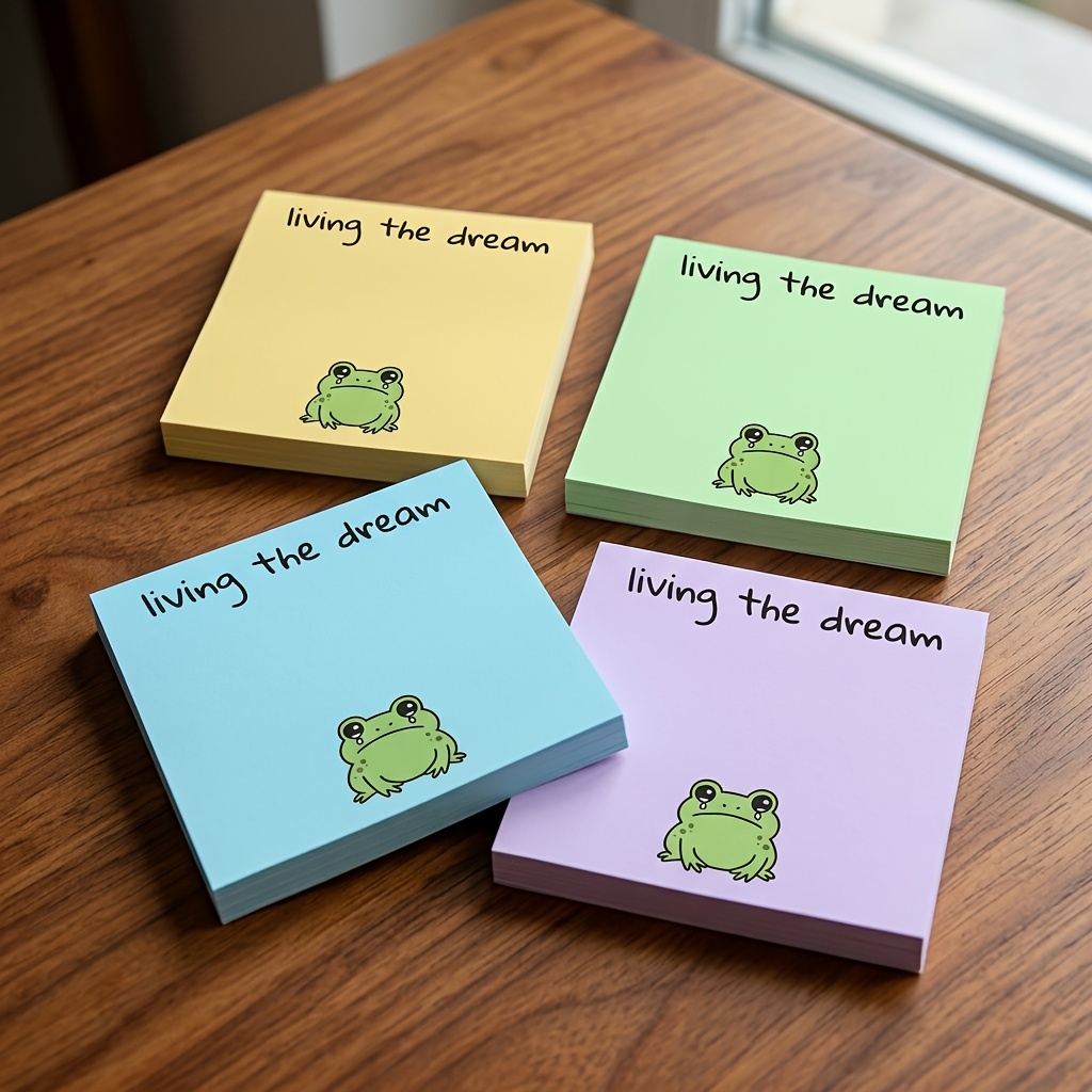 TEMU 4pcs Notes Adhésives Drôles et Mignonnes Grenouille 3x3 Pouces 50 Feuilles Bloc-Notes Adhésifs pour Bureau, École, Maison, Cadeau pour Étudiants
