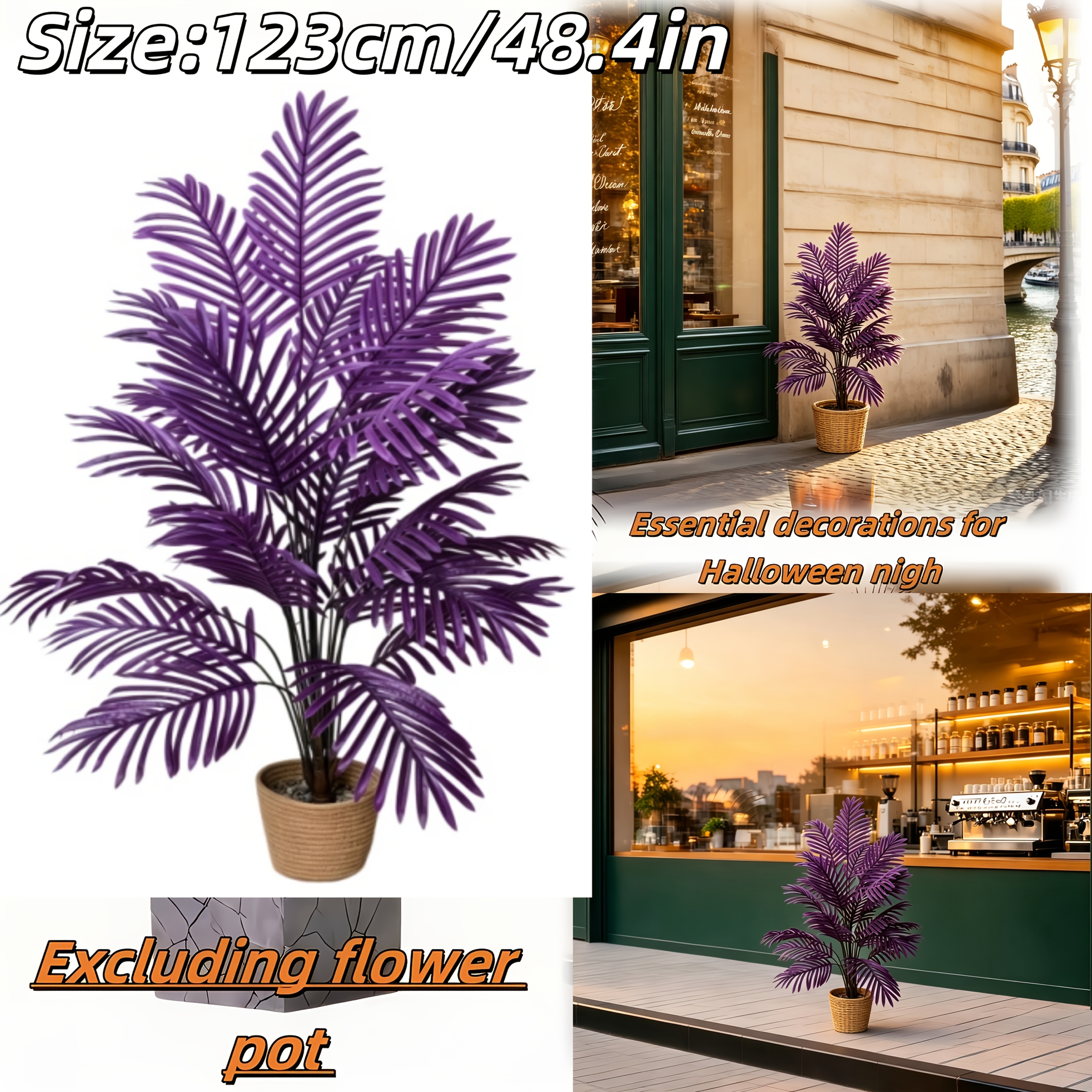 48-inch Super Large Purple Artificial Tree - Faux Maple Purple Artificial Greenery, Ideal For Halloween Decor - Modern Wedding Garden Decoration, Shooting Site, Event Planners, Home Decor