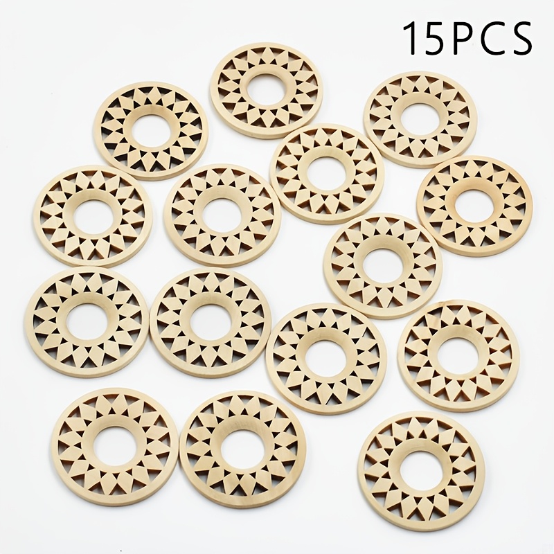 15pcs Wooden Decorative Three-dimensional Openwork Colour Blocking Sunflower Piece Disc With 35 X 35/50 X 50mm Unfinished Wooden Openwork Wooden Crafts Handmade Decorations (beads)