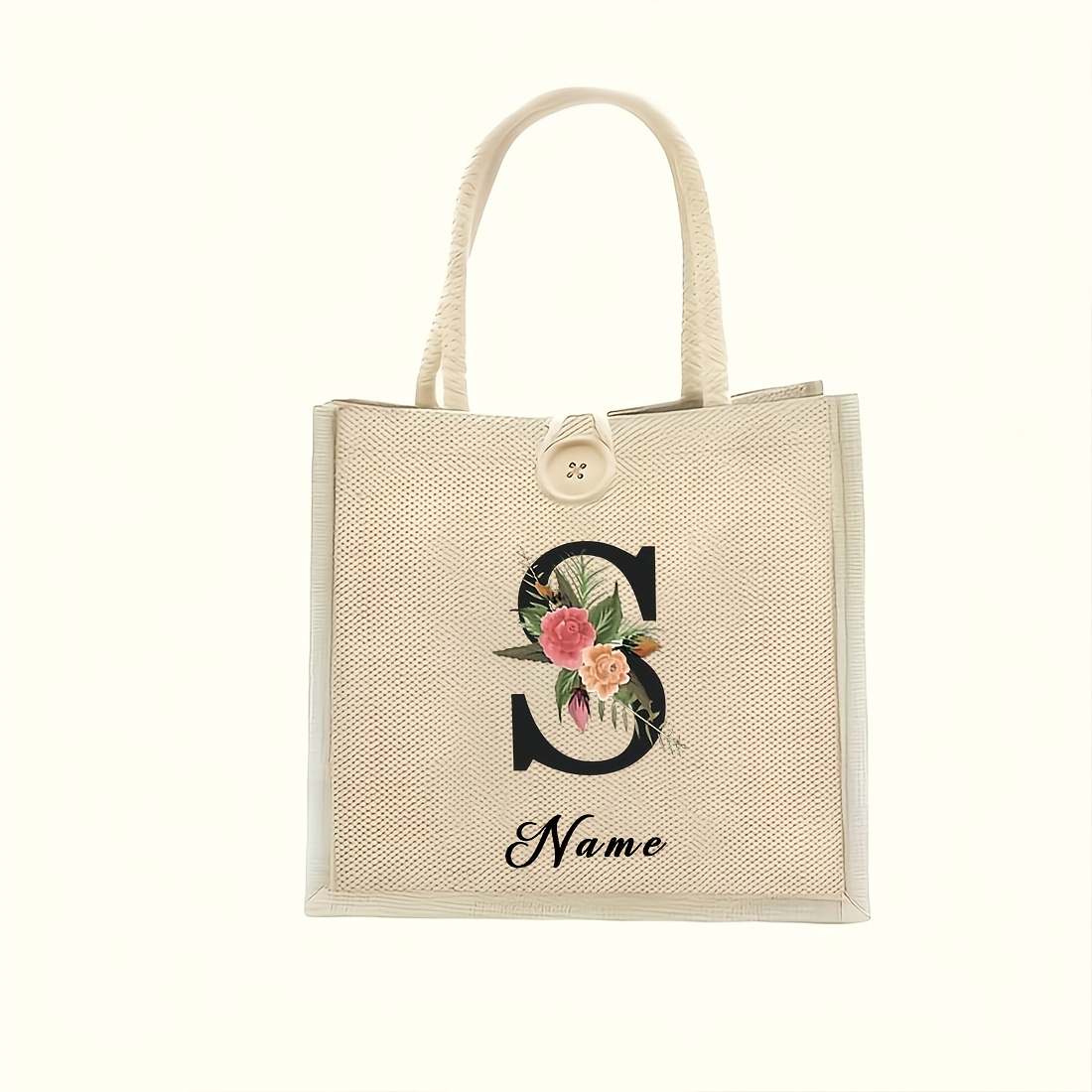 TEMU [customized] Personalized Fashion Tote Bag, A-z, Custom Name. Stylish Tote Bag, Portable Handbag, Gift Organizer. Suitable For Commuting, Dates,