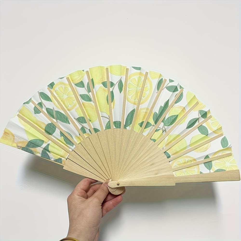 Image of 1 Exquisite Folding Fan With Lemon Pattern, Fruit Series Summer Fan, Ideal For Social Gatherings, Parties, Weddings-desktop Folding Fans, Gifts, Music Festivals And Birthday Gifts.