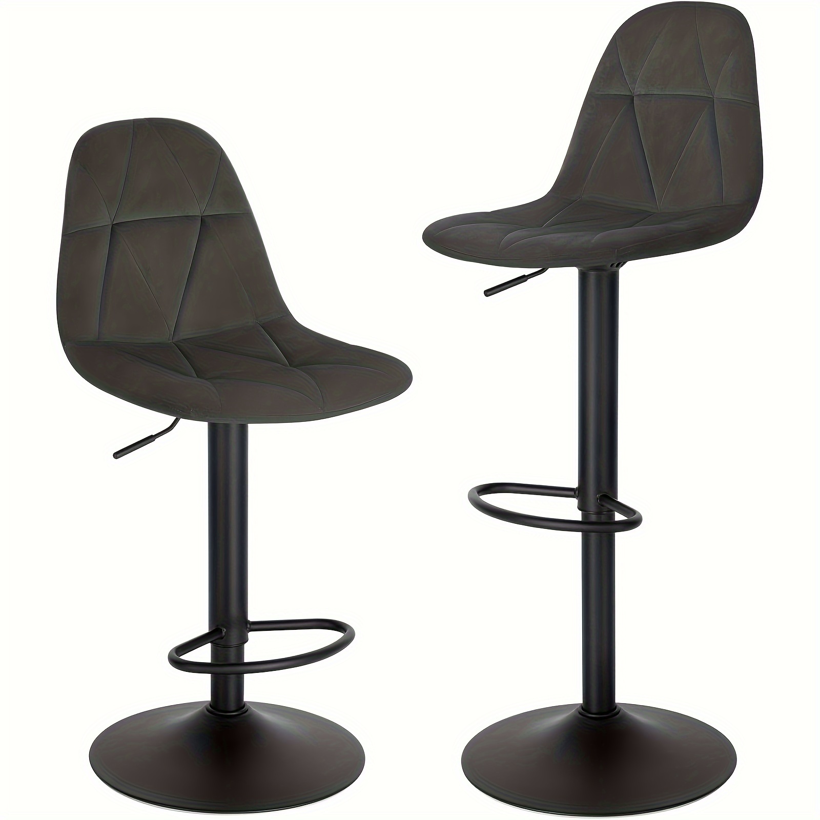 2pcs Bar Stools Bistro Stools Design Stool With Backrest Height-adjustable Stool With Velvet Cover Metal Seat Height 60-81 Cm