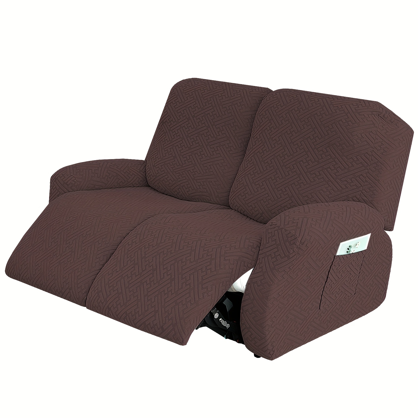 2seats Sofa Slipcovers Loveseat Recliner Cover, Stretchable Elastic Armchair Slipcover, Washable Spandex Solid Color Sofa Couch Cover With Pocket For Living Room, Office, Home Decor Room Decor