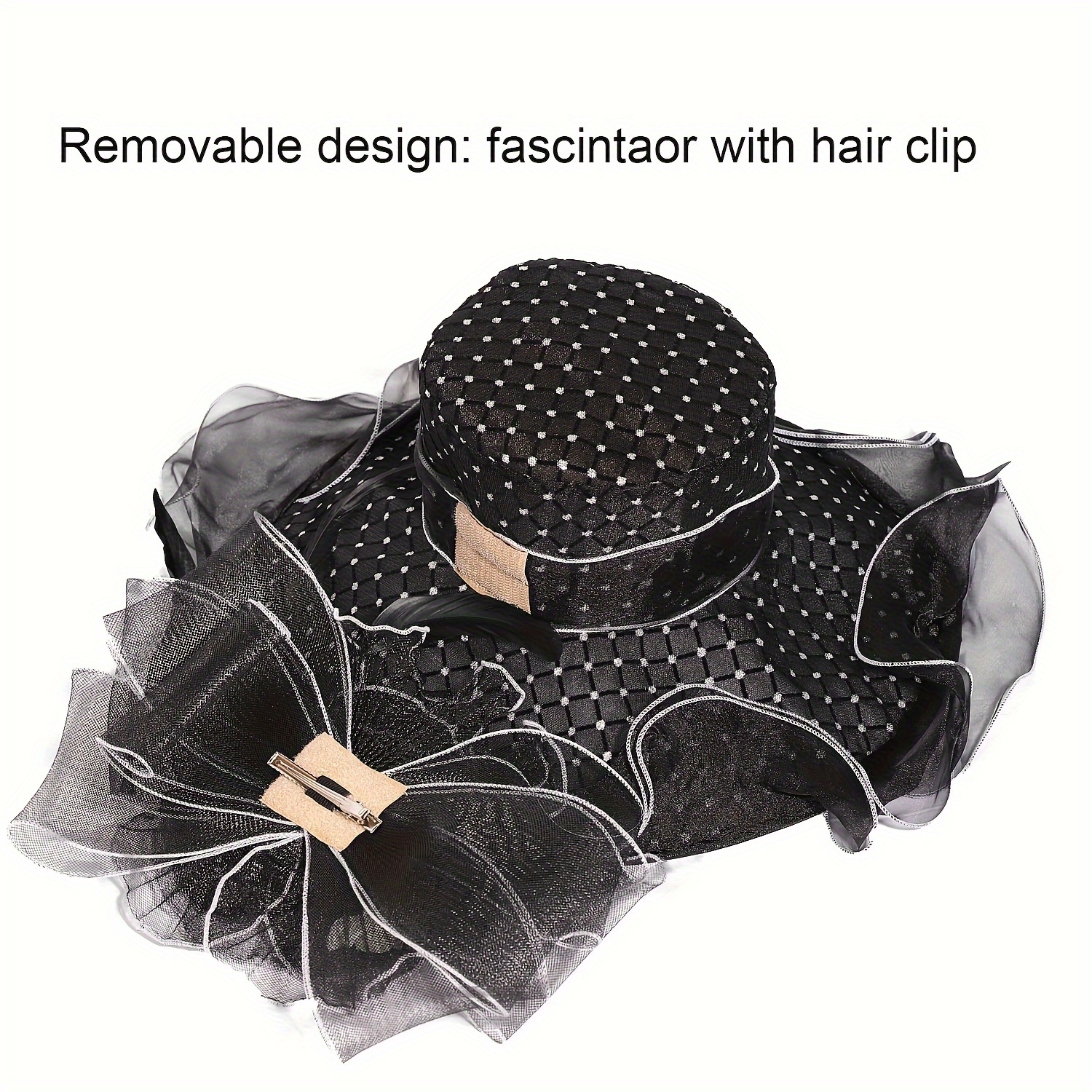 Wide Brim Organza Sun Hat Trendy Mesh Flower Church Wedding - Temu