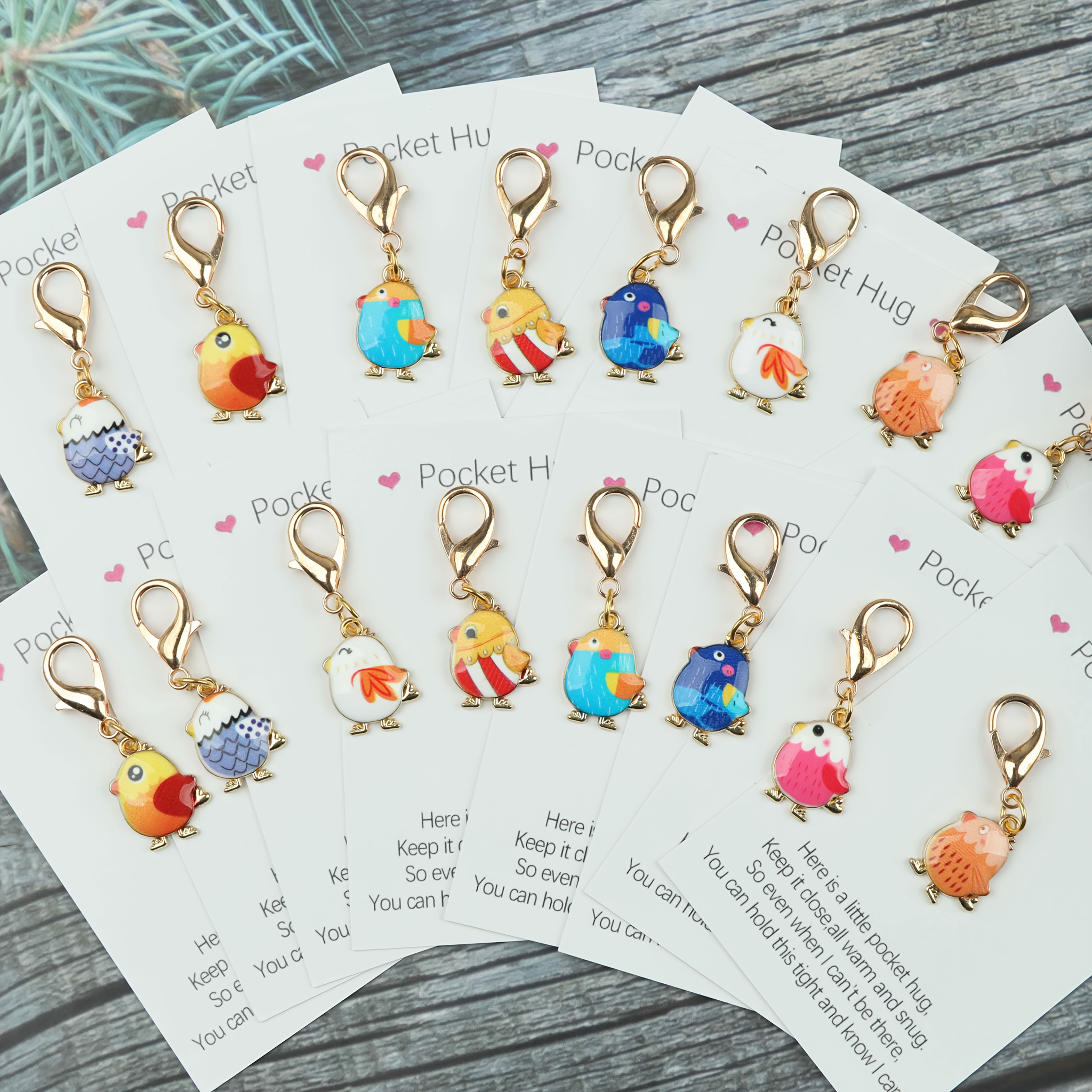 TEMU 8pcs/16pcs Cute Chick Keychains, Pocket Hug Charms, Perfect For Birthdays, Weddings, And Special Rewards. Synthetic Gemstone Tokens, Adorable