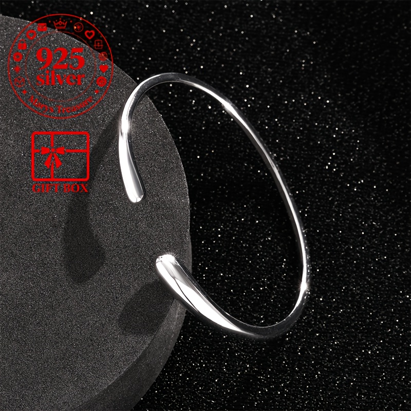 925 Silver Men's Bangle, Light Luxury, Versatile, Commuting, Business, Birthday, Valentine's Day, Father's Day Exquisite Gift Box
