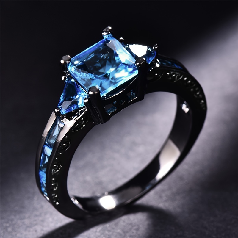 

Ocean Blue Zircon Ring Plated Symbol For Elegance And Mystery Female Stylish Ring