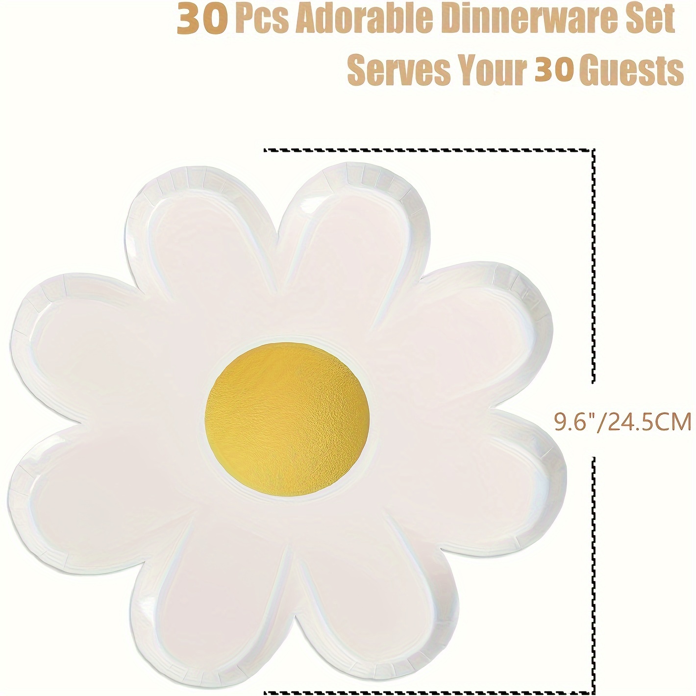 Image of Set Of 30 Flower-shaped Paper Plates, Measuring 7 Inches And 9.6 Inches, Featuring Daisy Designs With For A Vibrant Spring Party Halloween Christmas Thanksgiving