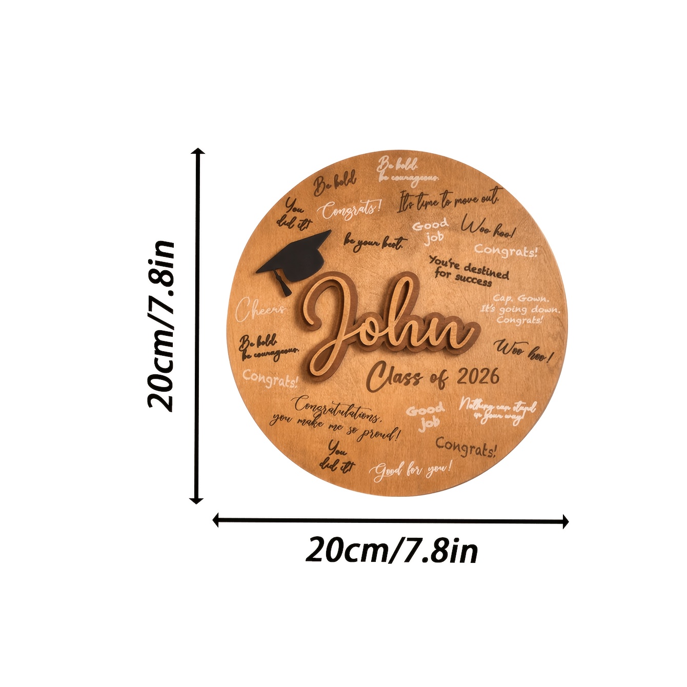 item picture 1pc personalized graduation wooden signboard name text suitable for events   signature board round tabletop decoration with name plate photo display for graduation gifts class decorations artificial