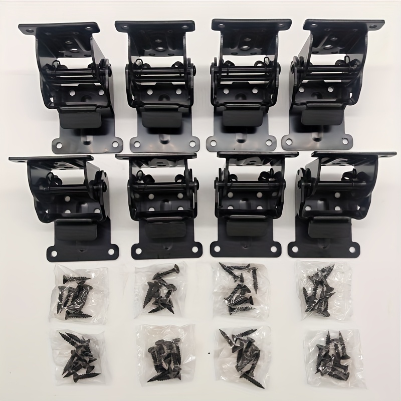 TEMU 8pcs Folding Lock Hinges With 64pcs Mounting Screws, Heavy Duty Self-locking Folding Table Leg Brackets, Foldable Support Hinges For Workbench,