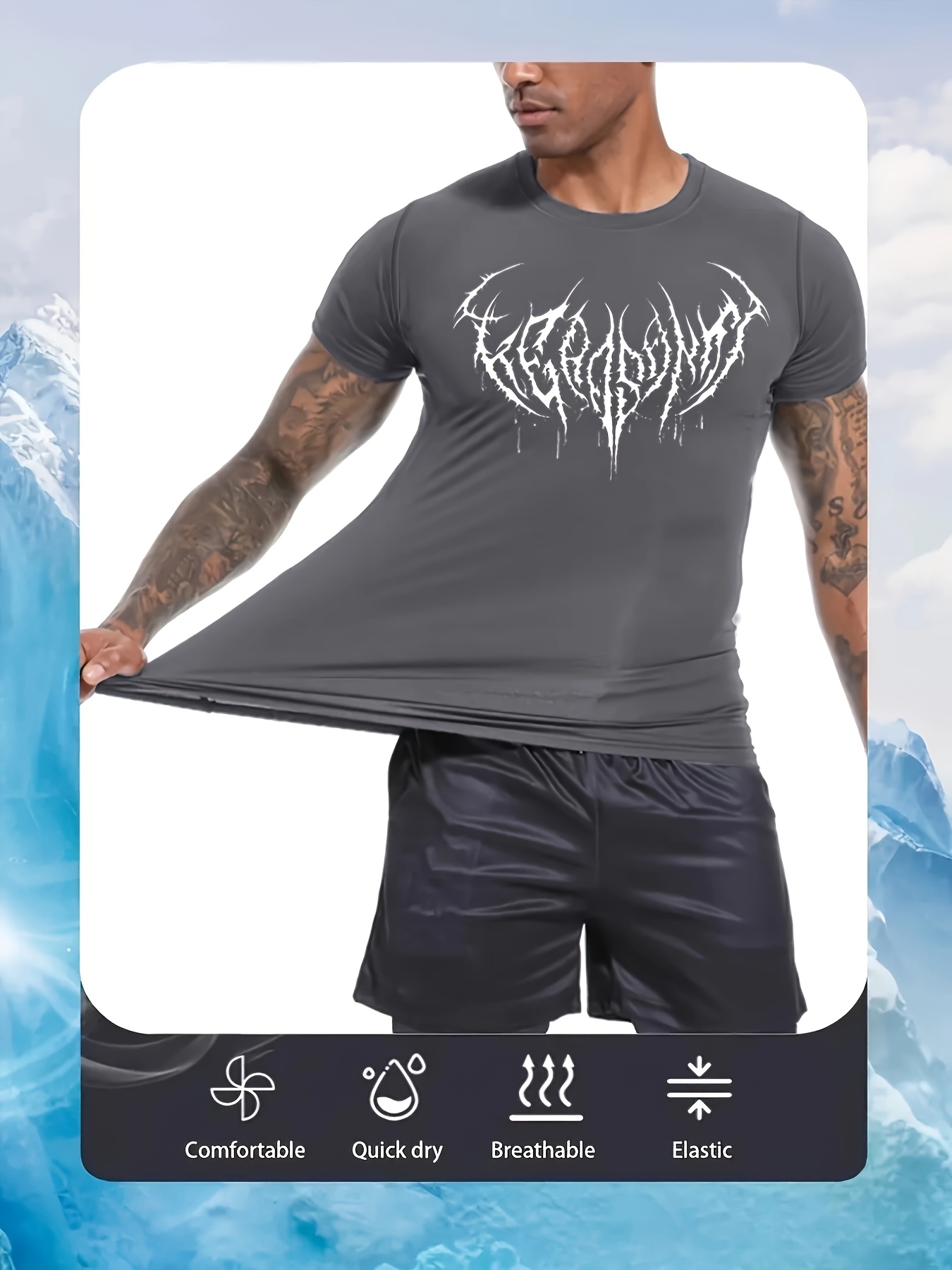 mens athletic compression t shirt breathable stretchy short - Temu