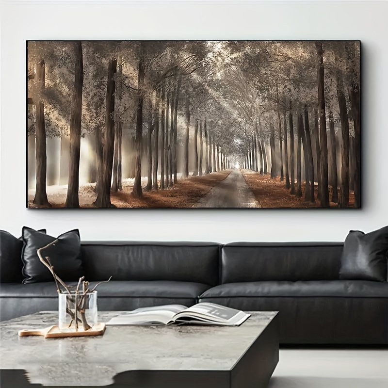 

1pc Nature Sunshine Canvas Painting, Trees Poster, Vintage Canvas Poster, Landscape Forest Wall Art Pictures, Scandinavian Prints, For Home Decor, Wall Decor, No Frame
