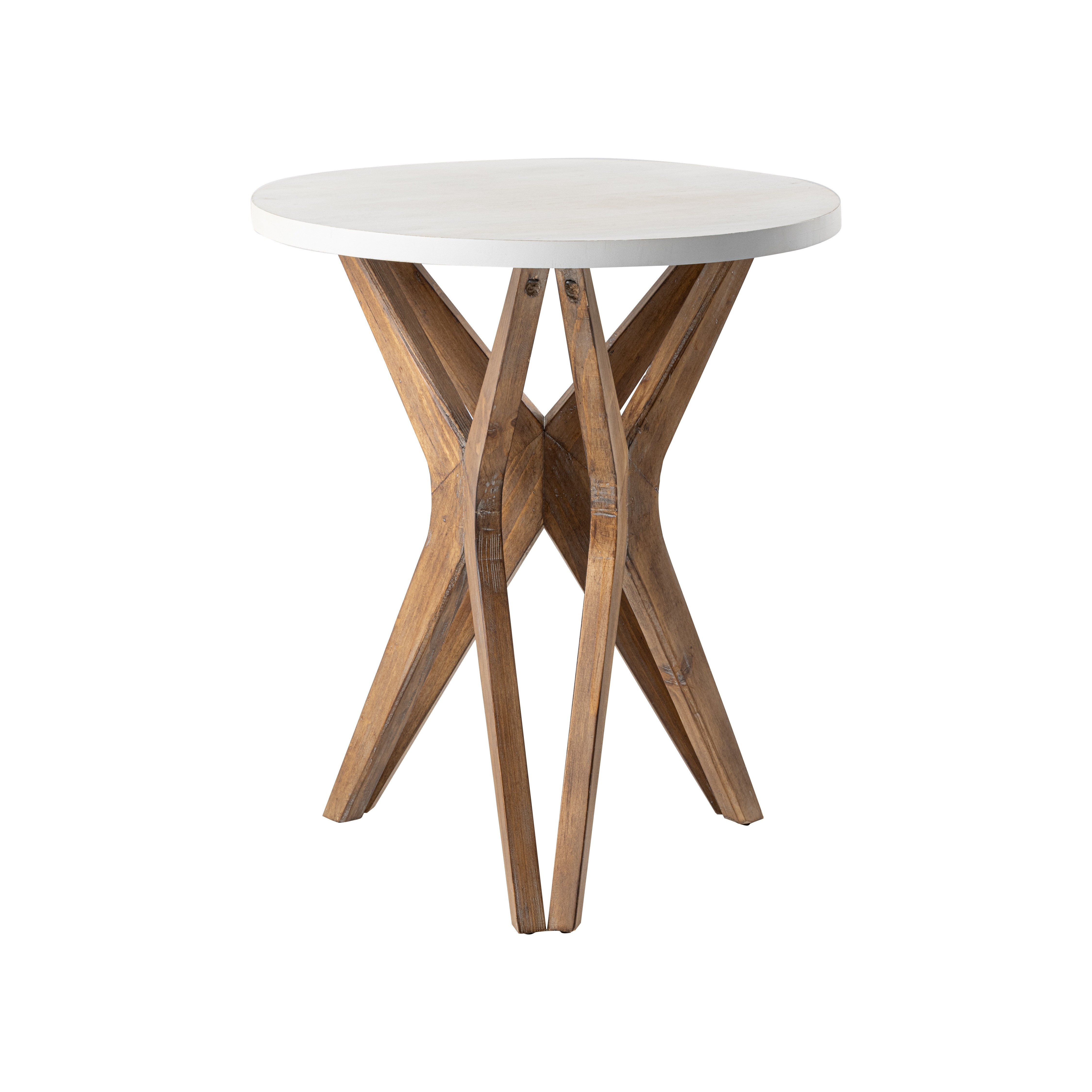 TEMU Pedestal Farmhouse End Table, Distressed Top With Tripod Base For , Boho Decor, Round