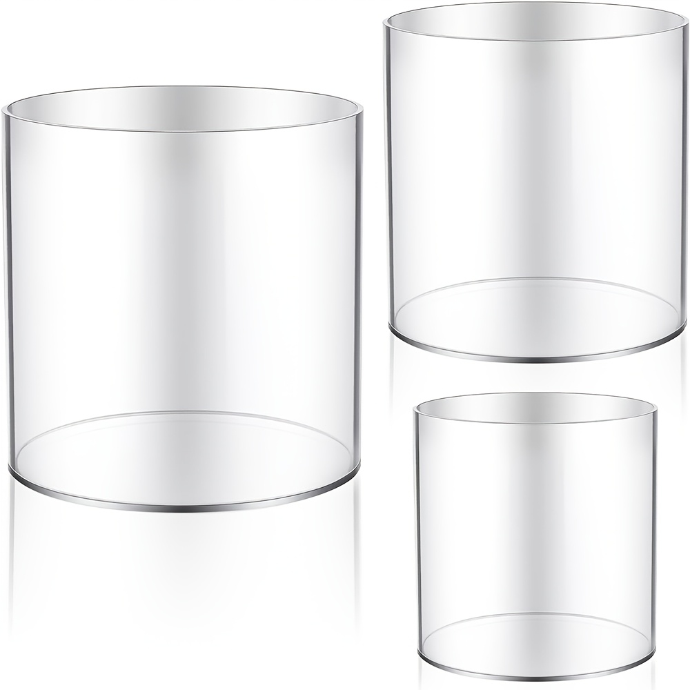 Image of 3pcs Acrylic Flower Vase Cylinder Vases For Centerpieces, Flower Vase Candle Holders, Clear Vases Decorative Centerpiece For Home Wedding Party Table Decor