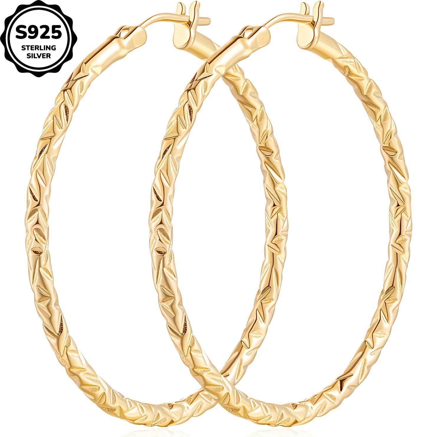 TEMU [925 Pure Silvery Ring Earrings] S925 Pure Silvery Ring Earrings Are Modern And Light Luxury Earrings For Women, Elegant And Versatile