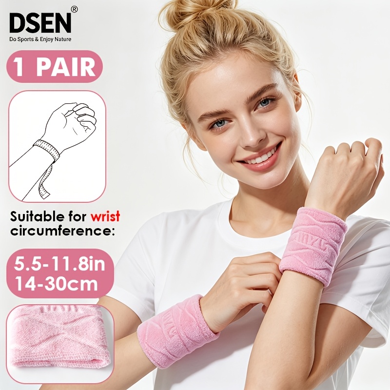 TEMU 1 Pair/2pcs - Soft Compression Terry Sweatband Wrist Brace For Men And Women - High Elastic Terry Sweatband For Tennis, Gym, Workout, , Suitable