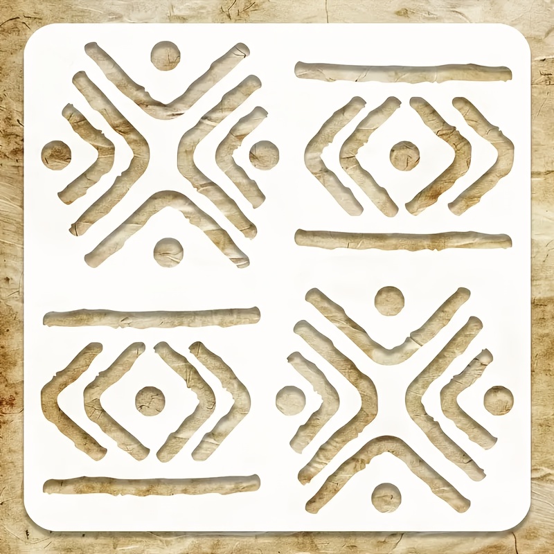 TEMU 30.0x30.0cm Tribal Pattern Stencil | Reusable Pet Stencil, Suitable For Paint, Scrapbooking, Collage, Large Walls, Home Decor, Furniture, , ,