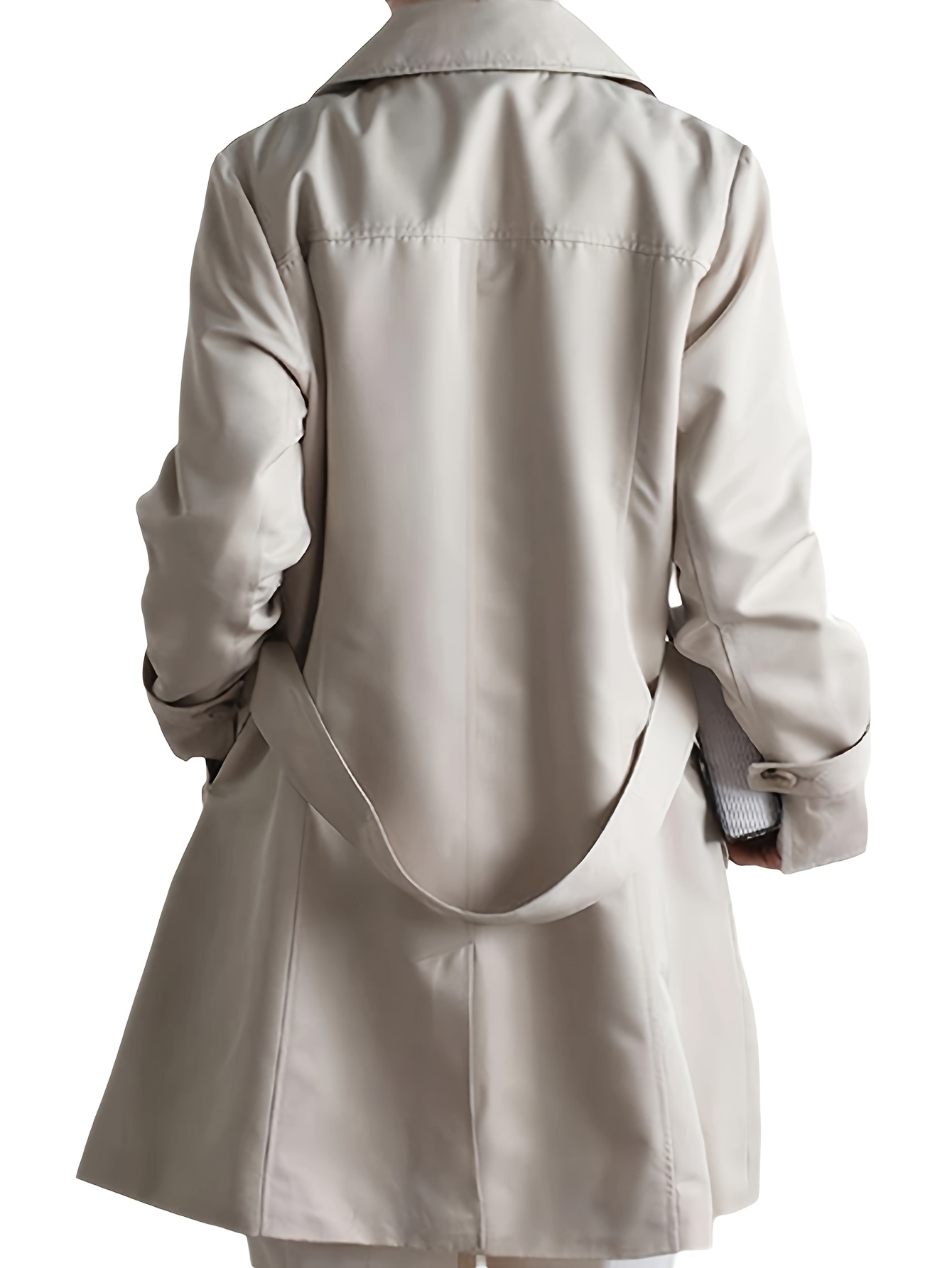 women's elegant minimalist loose fit lapel collar trench Temu