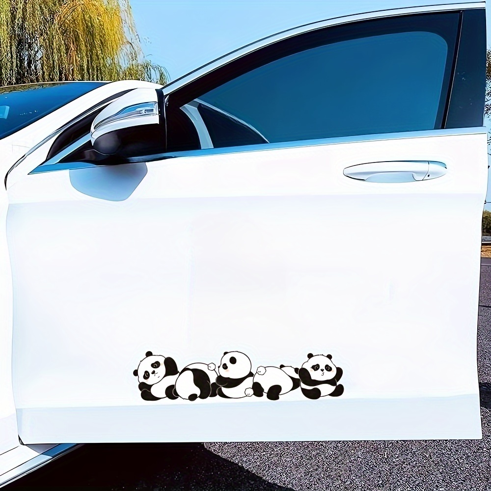 

Panda Cartoon Decal Sticker Set For Car Rear, Motorcycle, Laptop, Windows - Polyvinyl Chloride Self-adhesive Glitter Anime Stickers, Glossy Surface Finish, Single Use - Elongated Shape