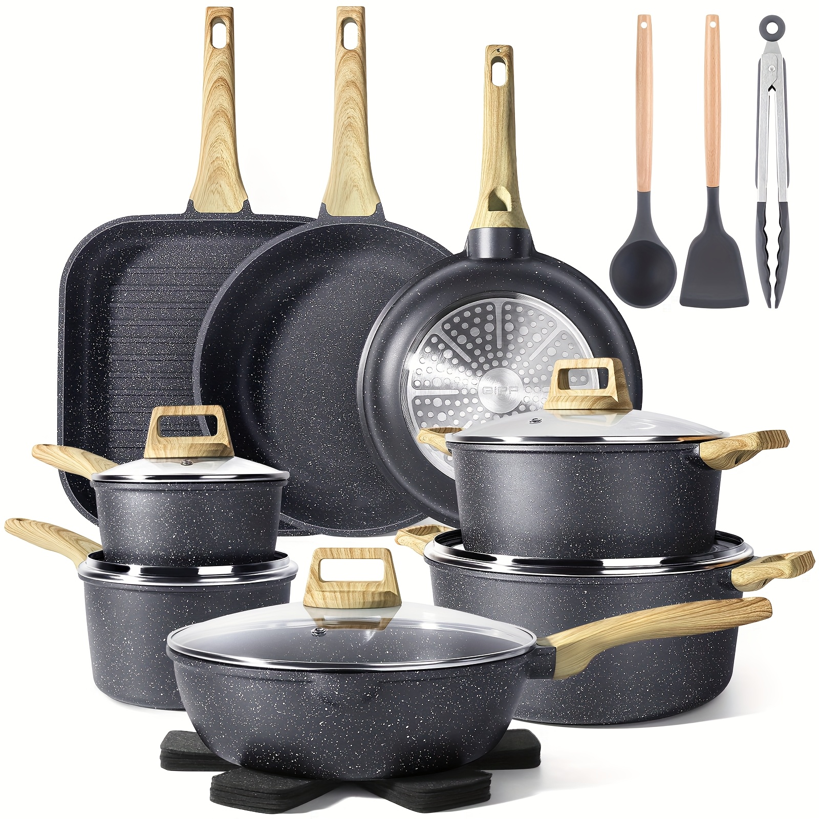 TEMU Ensemble de cuisson en céramique Gipp, 21 pièces, avec revêtement antiadhésif, compatible induction, allant , pour toutes les plaques de cuisson