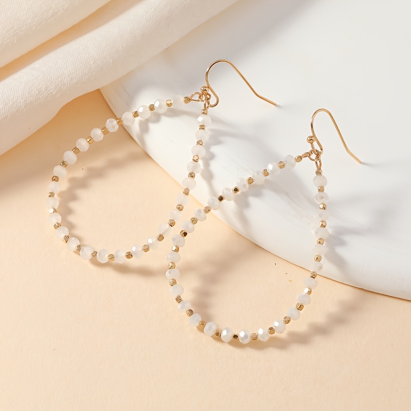 TEMU 1 Paire [Plusieurs Couleurs Disponibles] Boucles d'Oreilles Perles en Verre Femmes Tendance Européennes et Américaines Minimalistes Bijoux