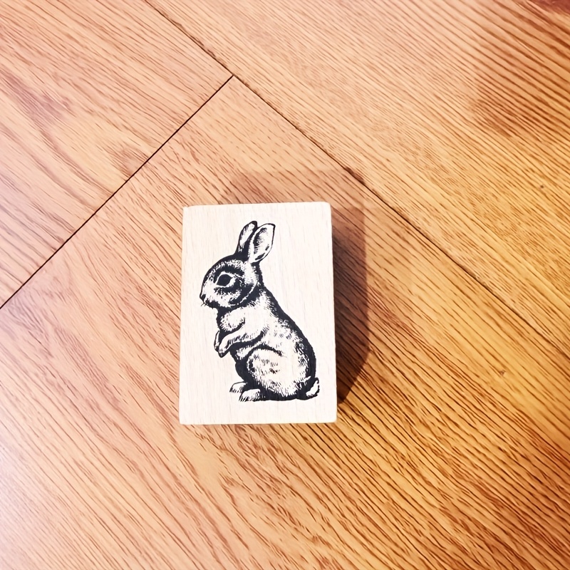 1pc Wooden Stamp Of A Rabbit, Suitable For Easter Cards And Scrapbooking