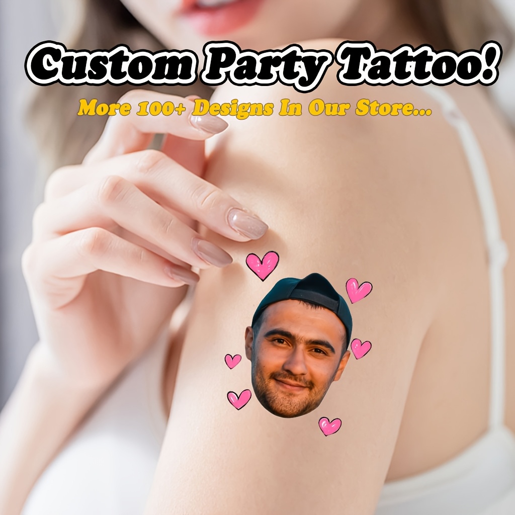 TEMU 16 tatuaggi temporanei personalizzati con foto - Design personalizzati con e , tatuaggi scherzosi divertenti per feste, compleanni, matrimoni e