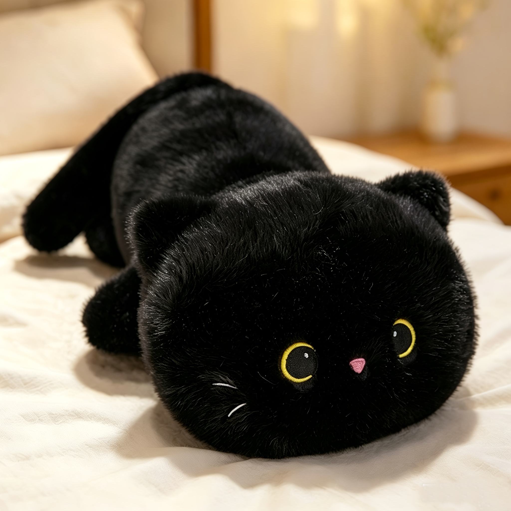 Cute Black and White Cat Plush Doll, Soft and Fluffy