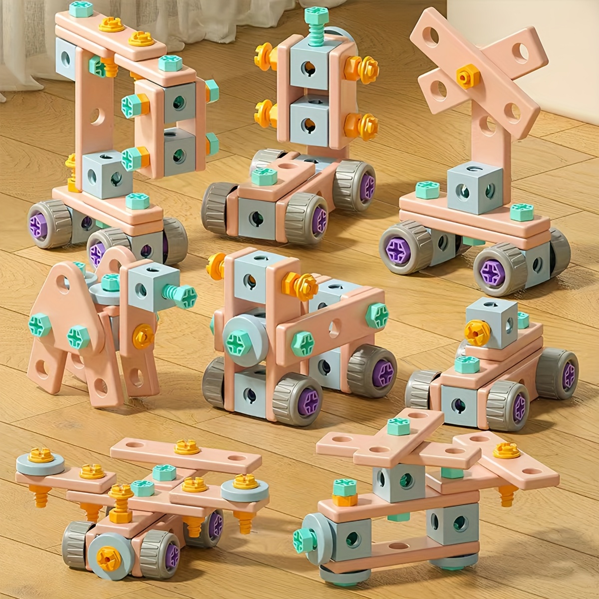 DIY Screw Bolt Puzzle Building Blocks Assembly Toolbox