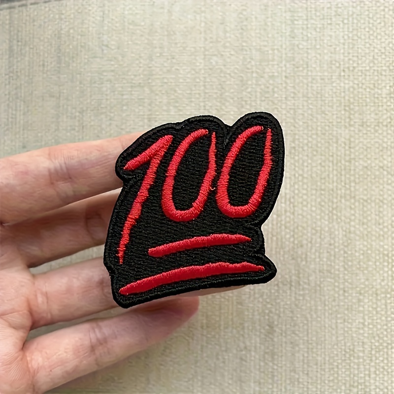 

1pc Premium Embroidered Patch - Red/black, Iron-on/sew-on Applique For Clothing Repair & Decoration