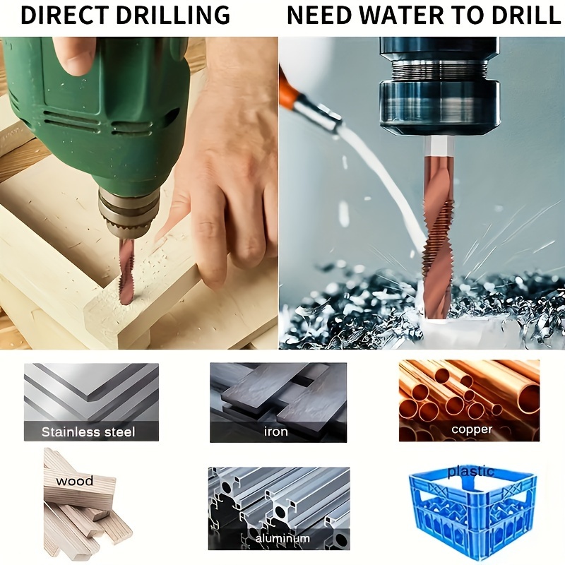 6 piece cobalt drill tap set with countersink deburr metric sizes to m10 1 4 hex shank for precision cutting details 2