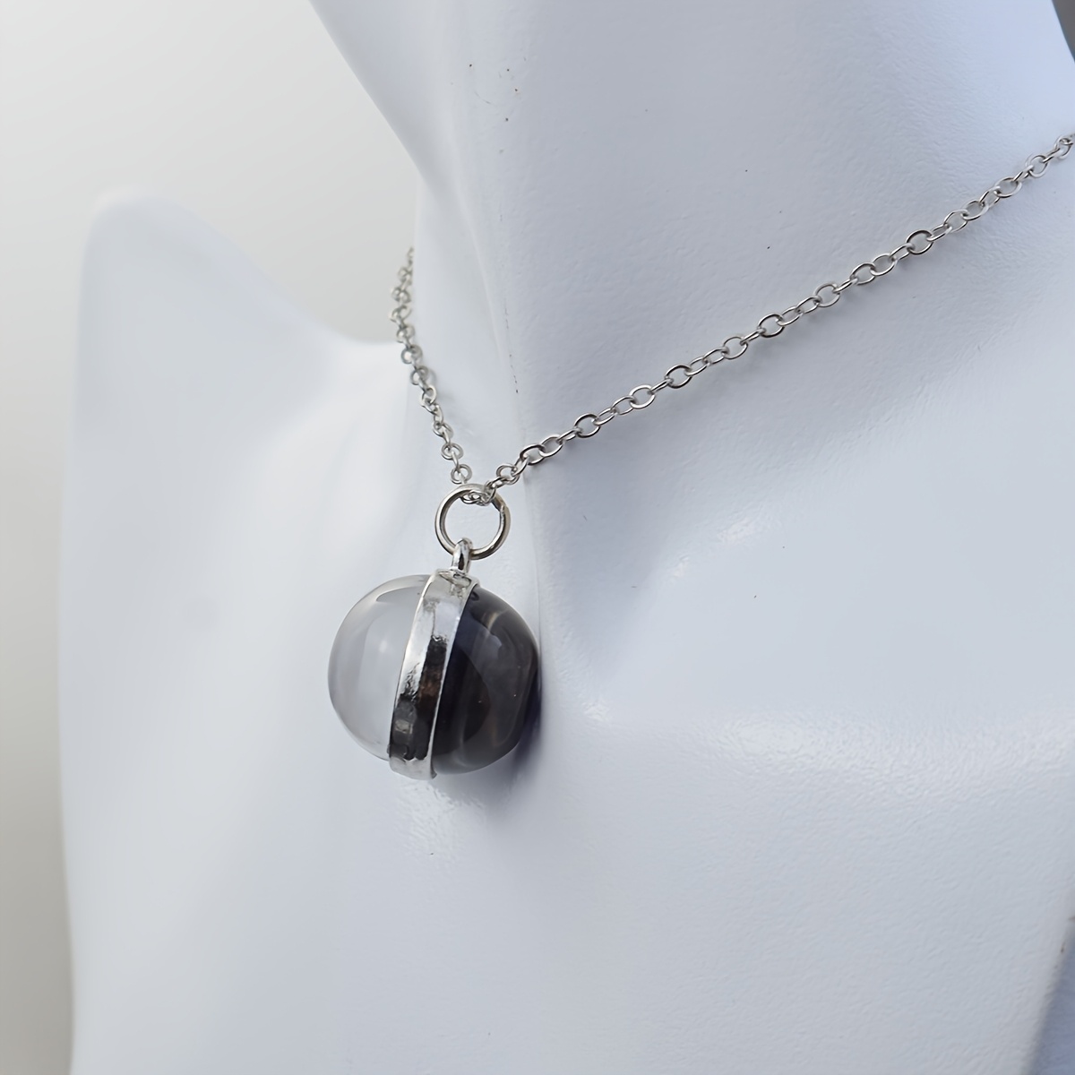 Retro Stone Pattern Pendant Necklace, Double Sided Charm