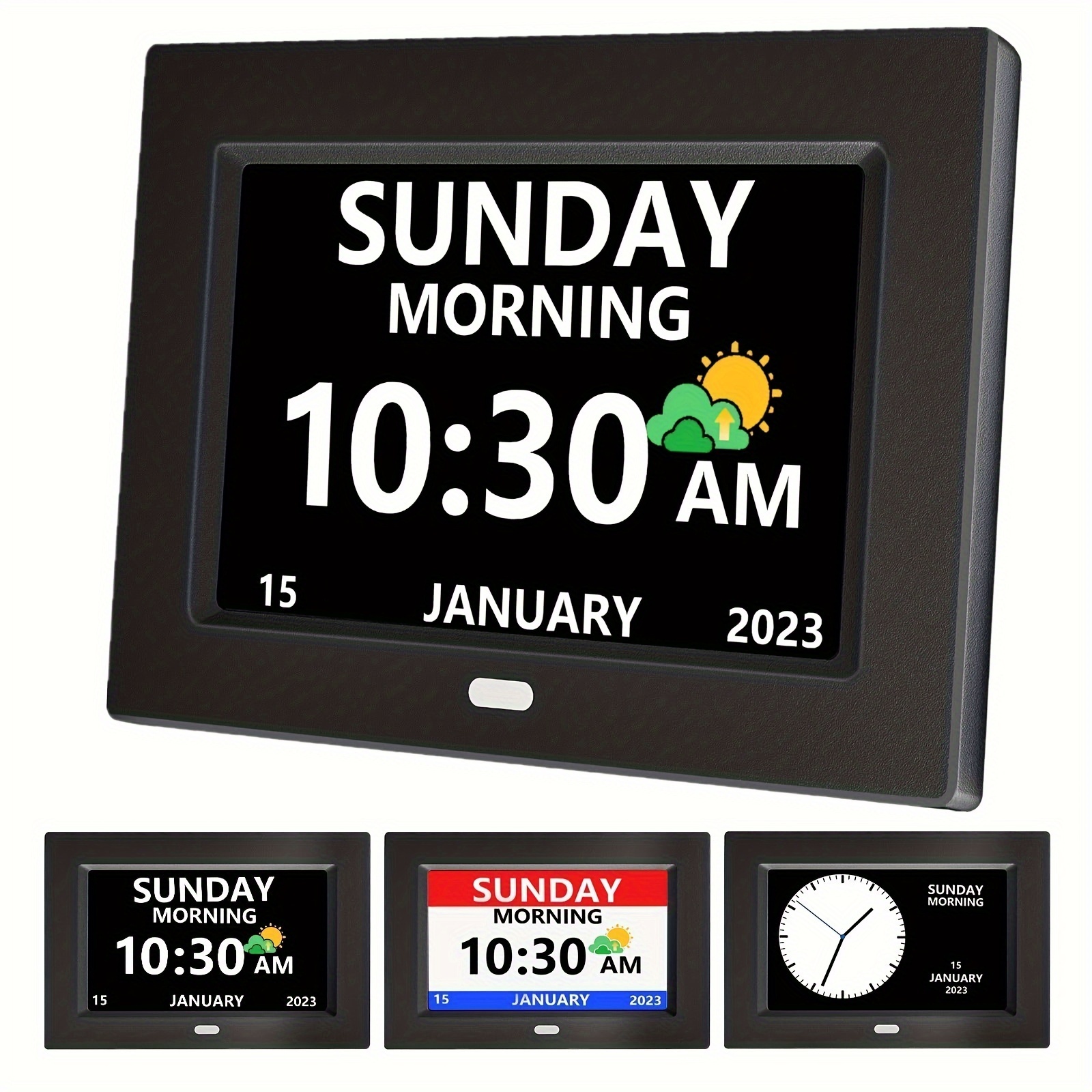 

7 Inch Digital Clock With Day And Date For Elderly 's Dementia Clock Customizable Alarms And Medicine Reminders 3 Display Large Digital Alarm Clock For Seniors Black