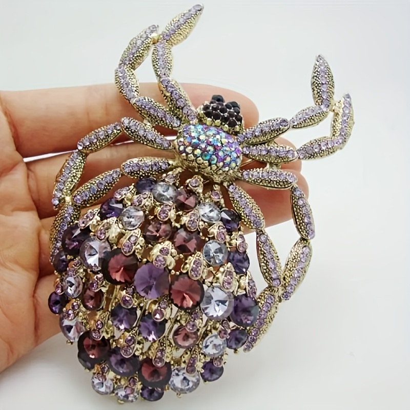 chic novelty elegant sparkling   spider brooch unique animal design corsage for   for parties   details 1