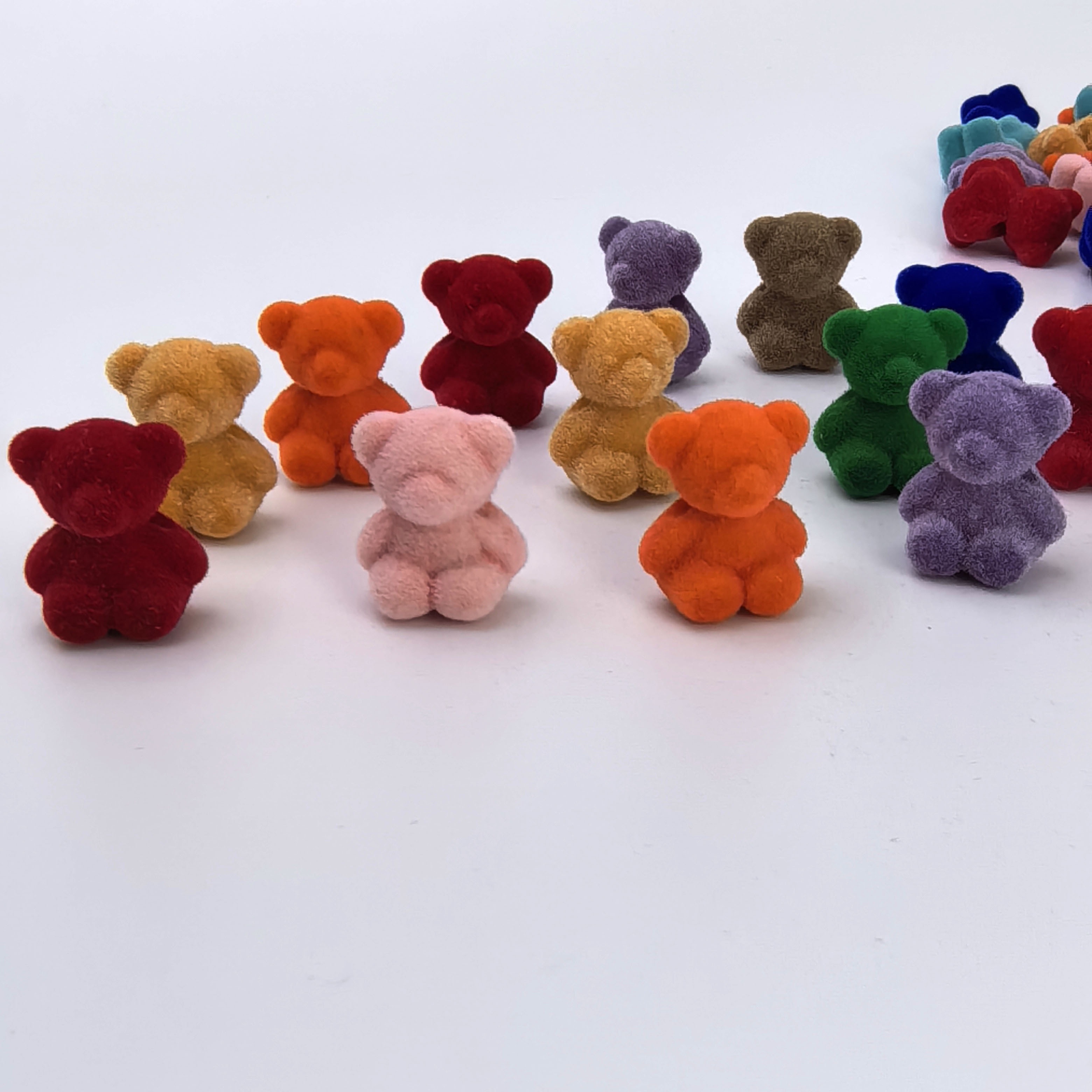 

5/10pcs Assorted Mini Flocked Teddy Bears, Plush Flocking Animal Beads, Diy Jewelry Craft Pendants, Hair Clip Accessories, Hair Tie Ornaments, Handmade Festive Gift Supplies