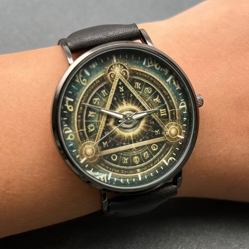 TEMU 1pc -garde Men's Zodiac Sign Quartz Watch, Round Alloy Case, Strap, Battery-powered, Non-waterproof, Display, Electronic Quartz Movement