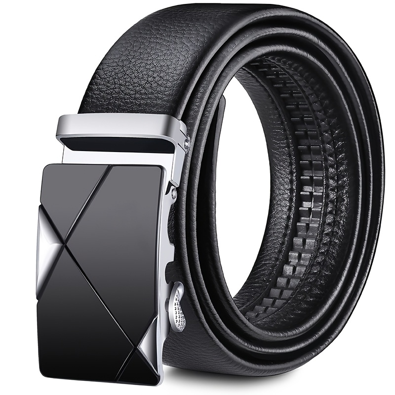 TEMU Ceinture pour Homme, Boucle à Cliquet de Luxe, Taille Large, 1.20 cm, Boucle Décontractée en PU, Cadeau de Noël