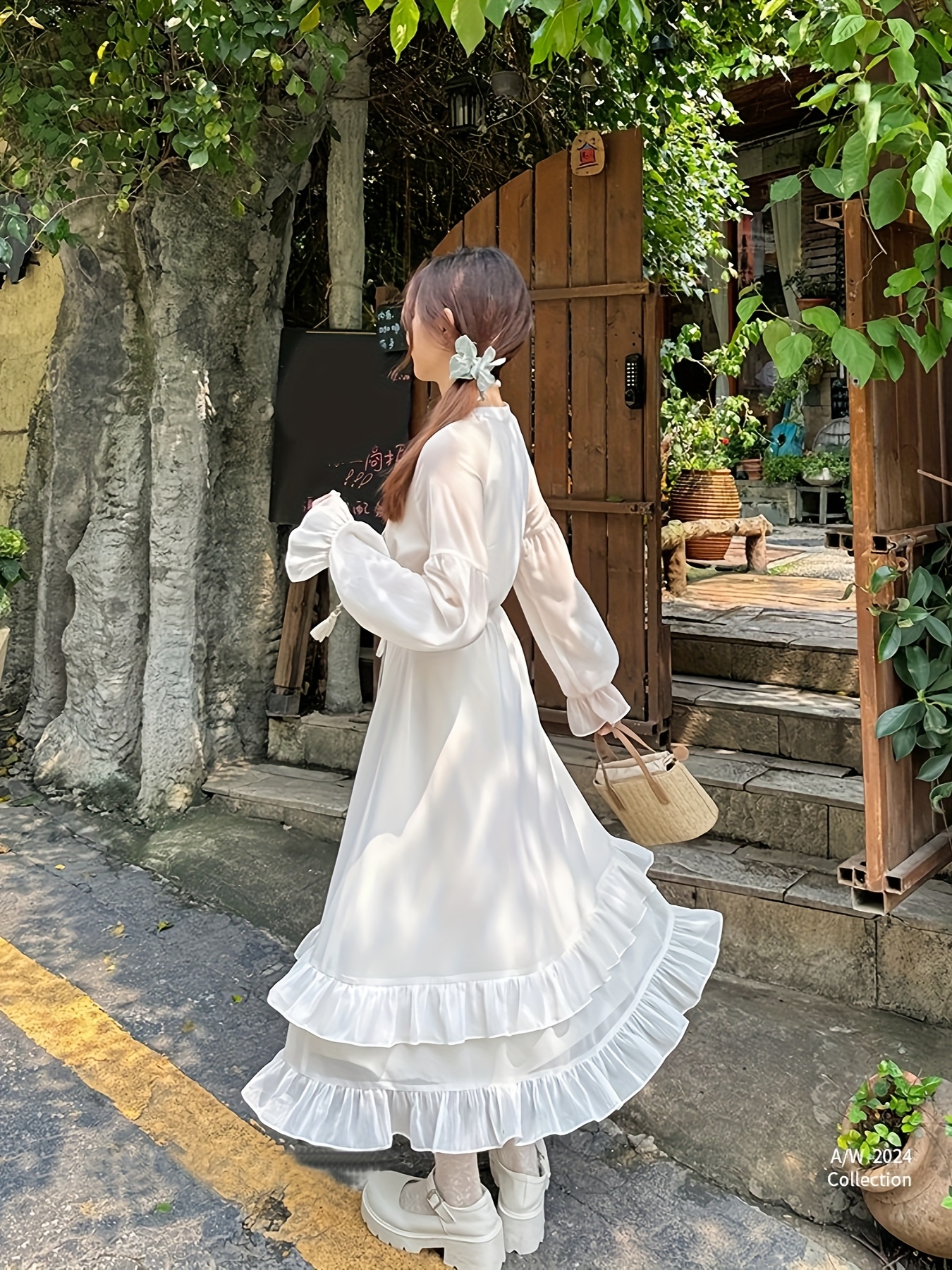 Women's Elegant Floral-like Formal & Everyday Dress - Long Flowy A-Line Skirt with Waist Tie, Machine Washable Women's Dress for Parties, Office, Dates - All-Season Chic Outfit, Date Night Look, Feminine Design, Comfortable Fit, Women