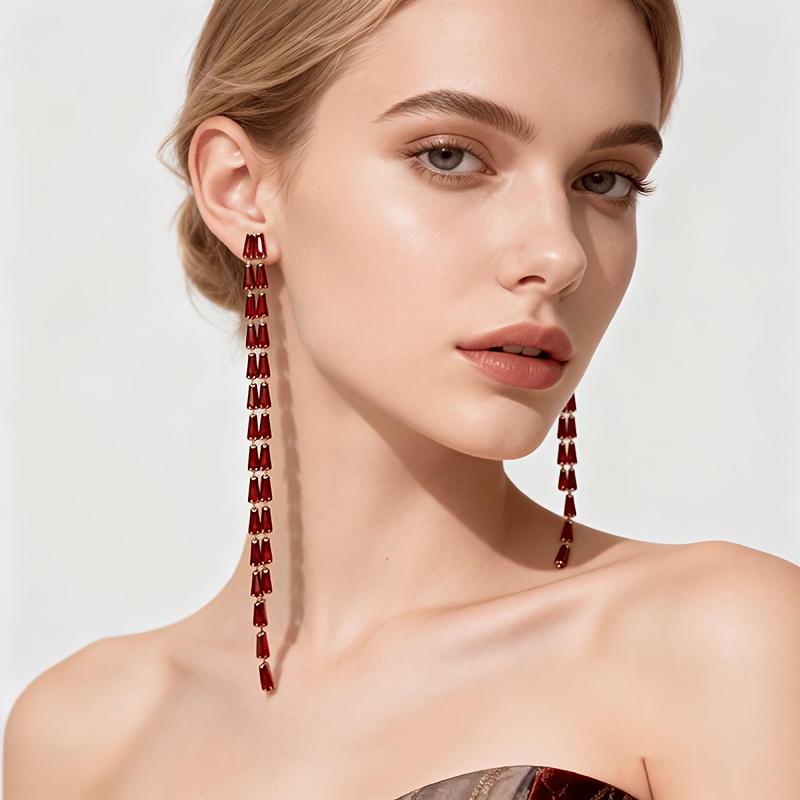 Modern Multi-Colored Synthetic Zirconia Inlay Earrings