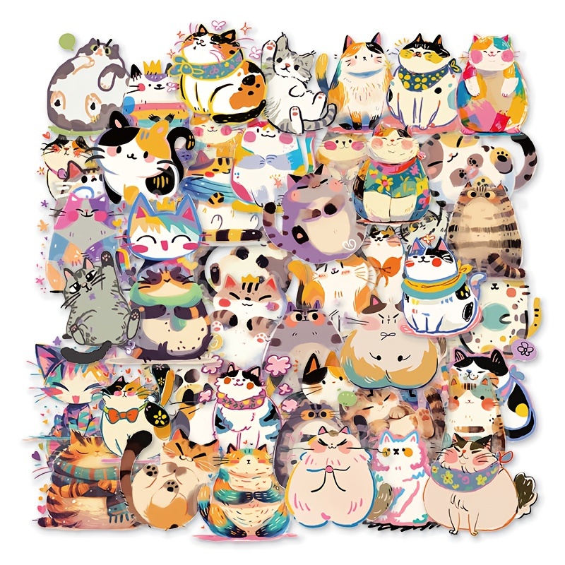 

50pcs Unique Cat - , For Laptops, Phone Cases, Travel Bags & Water Bottles