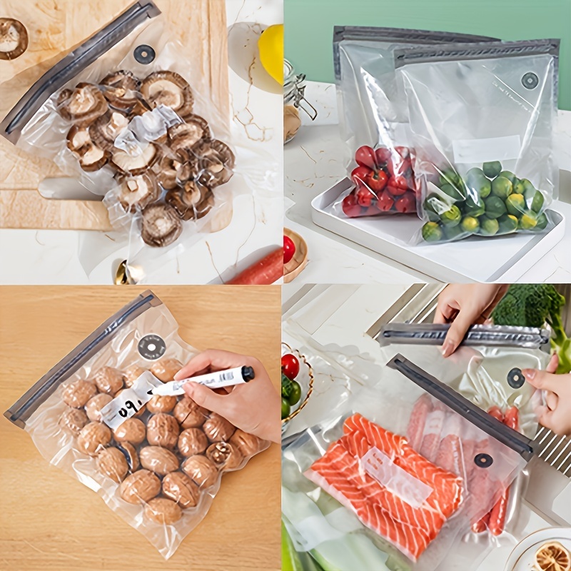   20-pack vacuum food storage bags set with clips & hand pump - self-sealing plastic zipper bags for freshness preservation & meal prep - food-safe, no electricity needed - ideal for holidays details 5