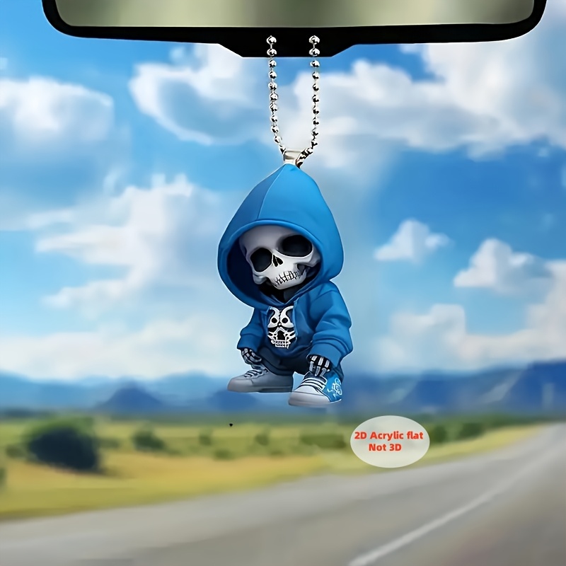 

2d Flat, 2d Flat Acrylic Pendant Fashionable Blue Acrylic Keychain - Universal For Car Rearview Mirror, Bags And Home Decor